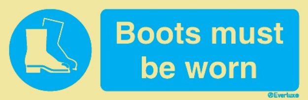 Mandatory; Wear safety footwear "Boots must be worn"